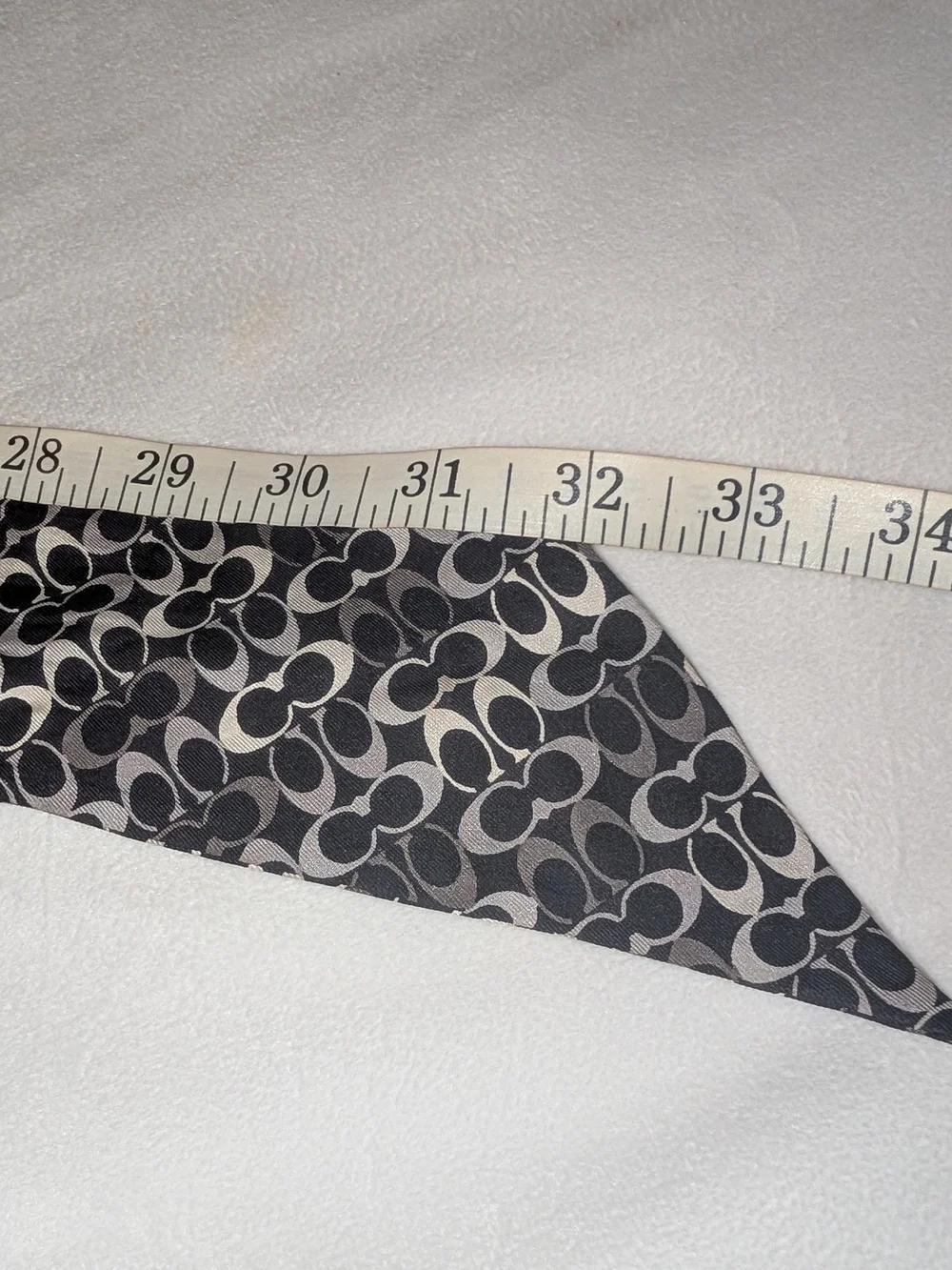 Coach Signature Pony Skinny Silk Scarf Black White Gray NWOT